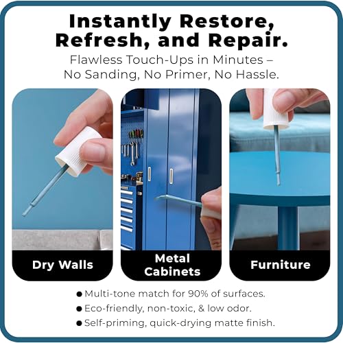 spot. Touch-Up Paint | Matte Finish for Cabinets, Walls, Doors & Furniture | Multi-Tone Blue Repair Kit | Quick-Dry, Self-Priming, Low-Odor, Eco-Friendly | No-Sanding or Primer Needed | 3 Pack - color: Blue Matte