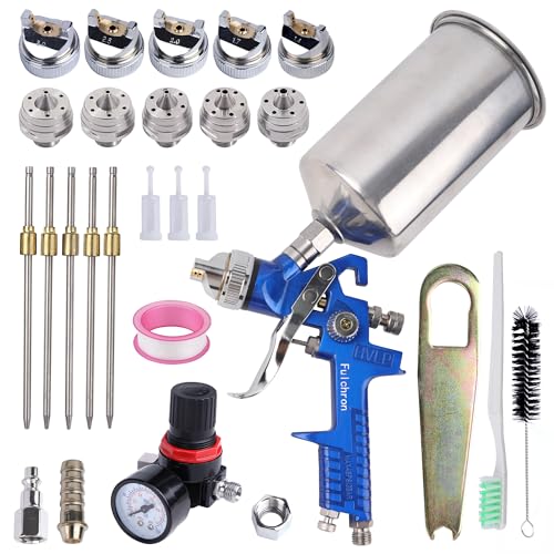 HVLP Spray Gun 1.4/1.7/2.0/2.5/3.0mm Kit with 1000cc Aluminum Cup - color: blue