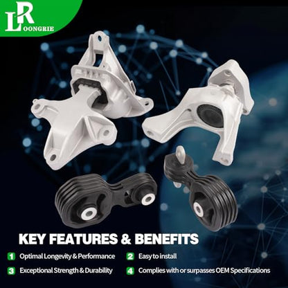 Engine Motor and Transmission Mount Kit Compatible with 2018-2022 Accord - size: 2018-2022 Accord 1.5L