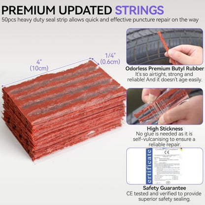 AUTOXBERT 93 PCs Car Tire Flat Repair Kit with Plugs Heavy Duty Professional, Universal Tire Plugs Kit for Flat Tires for ATV, Truck, Cars, Motorcycles, Tractor, Trailer, RVs, SUV, Off Road Vehicles - size: 93pcs Compact++kit