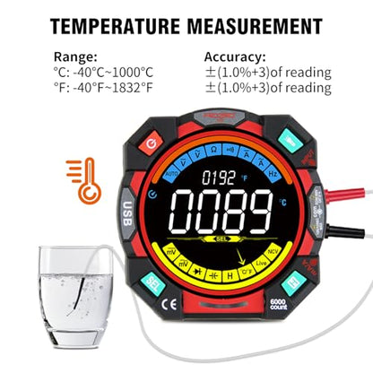 Digital Multimeter Tester 6000 Counts TRMS Auto-Ranging 600V AC/DC Voltage