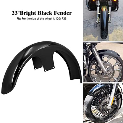 23-Inch Front Fender Fit for Harley Touring 1996-2023 - style: Gloss Black 23inch 1996-2023