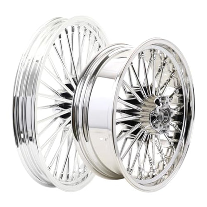 TOFR 21x2.15 18x5.5 Chrome Fat Spoke Wheels For Harley Dyna FXD FXDB 08-17 - color: 21x2.15 18x5.5 Chrome, size: Dyna 2008-2017