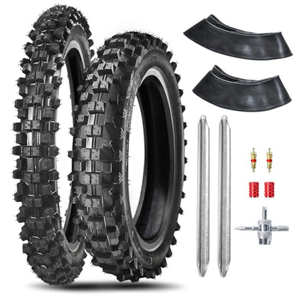 Dirt Bike Rear 90/100-16 3.25/3.50-16 Front 70/100-19 2.75/3.00-19 Tire and Inner Tube for 150cc KX100 KLX140 TTR125 CRF150 XR100 RM85L RM100 Baja DR125 Pit Bike Off Road Motocross Motorcycle