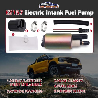 Electric Intank Fuel Pump Core with Installation Kit (140-160 LPH) FIT Ford Explorer Mustang Focus F-150 F-250 F-350, OE-Matching 12V DC Pump Replaces E2157 FE0117 (Internal Core Only) - 1 Pack