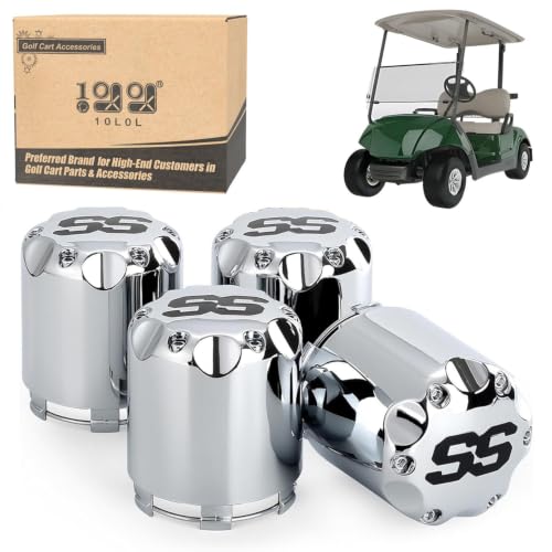 10L0L Universal Golf Cart SS Wheel Center Cap Cover for Yamaha, EZGO, Club Car, 4 PCS (Chrome) - color: Silver