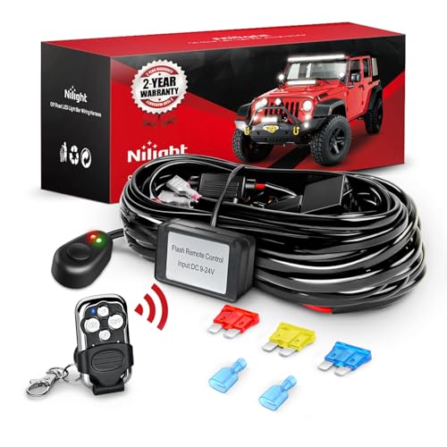 Nilight 14AWG Remote Wiring Harness Wireless Strobe Switch 12V 20A 1Lead - color: 14AWG-1 Lead Remote +Flash