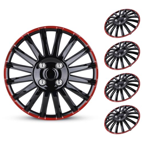 15 Inch Wheel Hubcaps Replacement - Black & Red Lacquer - color: 5019-Black & Red-15