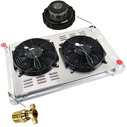 3 Row Aluminum Radiator Shroud Fan Relay for 1971-1990 Chevy Chevelle Impala Caprice Malibu C10 C20 C30 K10 K20 K30 Suburban Pickup GMC Jimmy Buick Lesabre