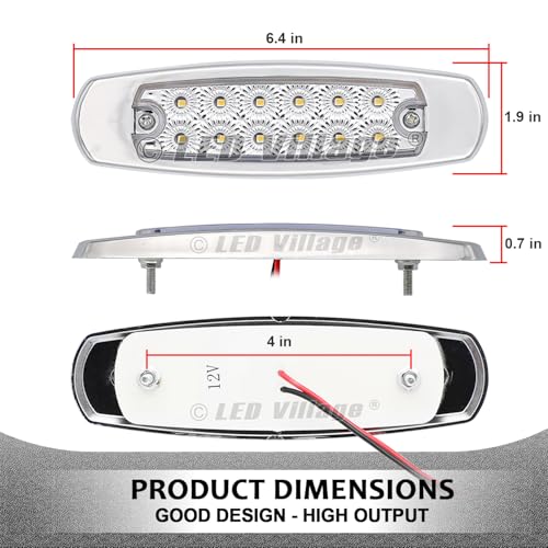 30 Pcs 12V DC 6.4 Inch Clear Lens 10 Amber + 10 Red + 10 White 12 LED Clearance Lamps w/Chrome Sealed Flush Mount Side Maker Light Heavy Duty Truck Caravan RV Trailer Lorry - color: Clear/Amber+Red+White Pack of 30
