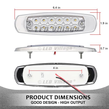 30 Pcs 12V DC 6.4 Inch Clear Lens 10 Amber + 10 Red + 10 White 12 LED Clearance Lamps w/Chrome Sealed Flush Mount Side Maker Light Heavy Duty Truck Caravan RV Trailer Lorry - color: Clear/Amber+Red+White Pack of 30
