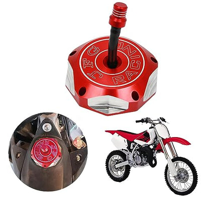 JFG RACING Dirt Bike Gas Fuel Tank Cap CNC for XR50 XR70 XR80 XR100 CRF150R CRF230F CR250R CR85R CR125R Dirt Pit Bike Red - color: red