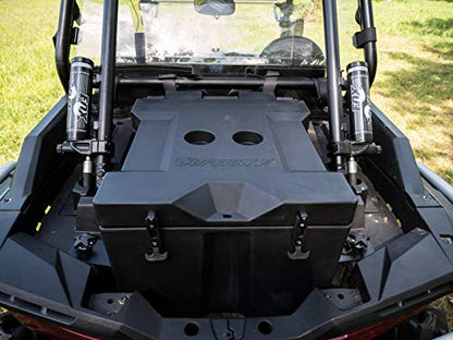 SuperATV Heavy Duty Insulated Rear Cooler/Cargo Box for Polaris RZR XP Models (See Fitment) | 50-Liter Capacity | Built in Drain Plug | Insulated to Keep Drinks Cold