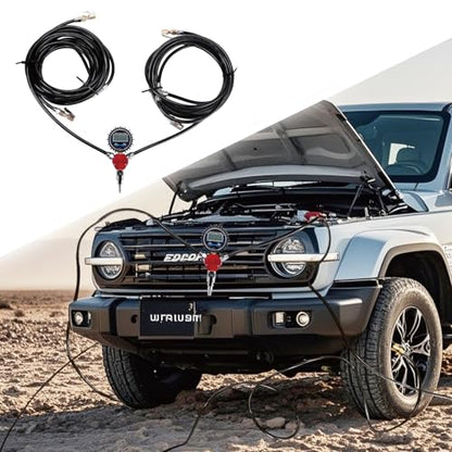 4 Way Tire Inflation Deflation System with 4 Closed Flow Air Chuck Digital Tire Pressure Gauge for Car Trucks Off Road Vehicles-Compatible with HPA Tanks and Compressors