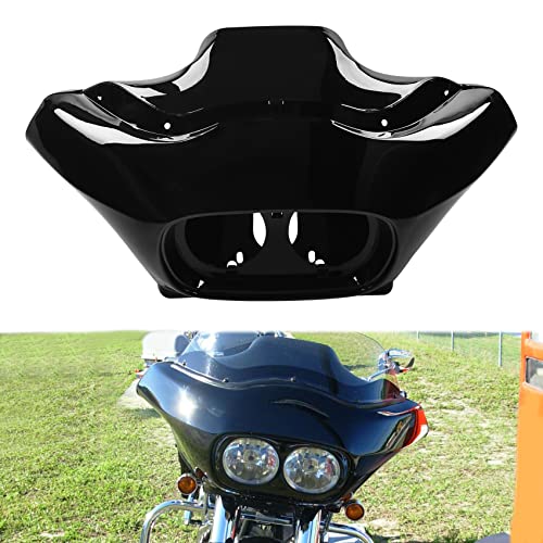 SLMOTO Inner & Outer Fairing 5.75'' Dual LED Headlight Fit for Fit for Harley Road Glide FLTR 98-13 - color: Vivid Black+Chrome Dual LED Headlight