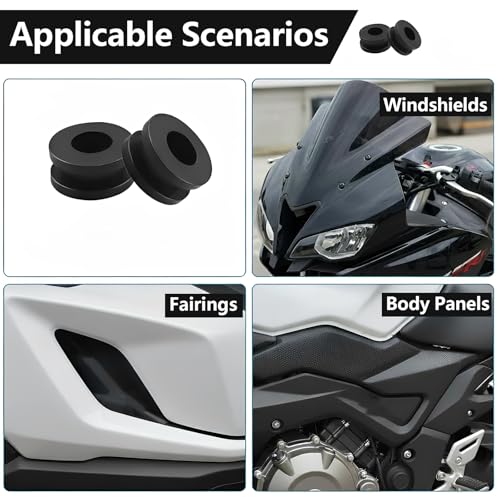 Rubber Grommets M6 Small Rubber Grommets Kit, 10 PCS Motorcycle Fairing Grommet Replacement for Cowling Mounting (10)