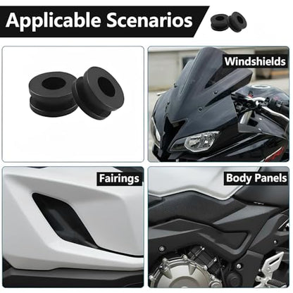 Rubber Grommets M6 Small Rubber Grommets Kit, 10 PCS Motorcycle Fairing Grommet Replacement for Cowling Mounting (10)