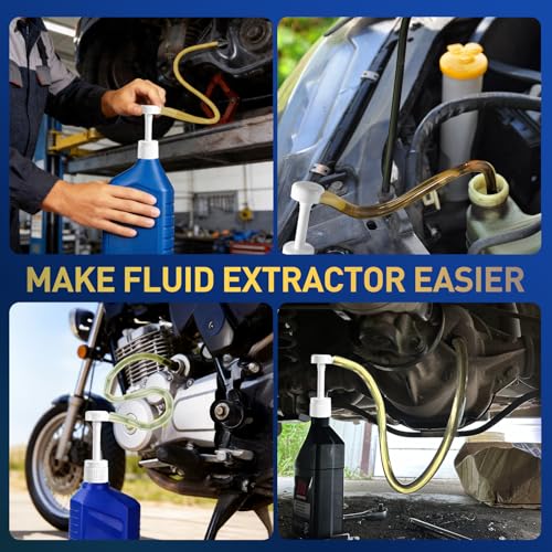 Fluid Pump for Standard Quart Bottles, 8cc Per Stroke, Premium Fluid Transfer Pump with Fixed Clasp, Transfer Gear Oil, Differential & Transmission Fluid (28mm)