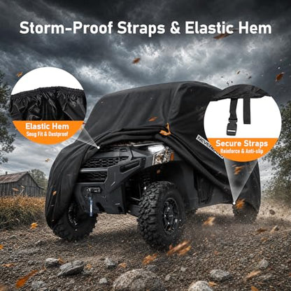 NEVERLAND UTV Cover Heavy Duty Ranger Cover Waterproof 2-3 Seater/4-6 Seater Side by Side Covers 4 Door All Weather Storage with Reflective Strip Compatible with Polaris RZR General Can-Am Yamaha SxS - size: M: 126"Lx 65"Wx 73"H (Single row seat）