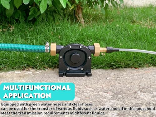 Self-Priming Mini Hand Drill Water Transfer Pump Kit with Suction and Discharge Hose for Water, Oil, and Fluid Transfer
