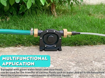Self-Priming Mini Hand Drill Water Transfer Pump Kit with Suction and Discharge Hose for Water, Oil, and Fluid Transfer