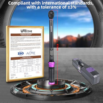3/8" Inch Drive Click Torque Wrench 10-110 FT-LB/13.6-149.2N.M, ±3% Accuracy, Dual-Direction Click Professional Torque Wrench, Dual Range Scales Graduated in FT.LB and N.M, Purple - size: 3/8" 10-110 FT.LB(Purple)