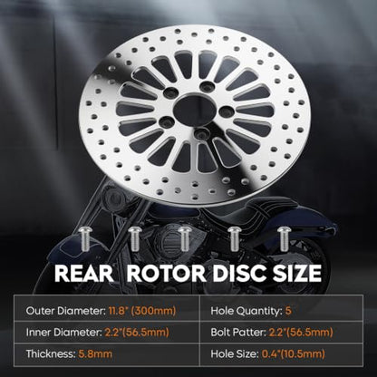 11.8" Polished Front & Rear Brake Rotors w/Bolts Set Fit forHarley Davidson Touring, for Electra Glide/Road King/Street Glide/Road Glide 2008-2022-3 PCS - size: 2 Front 1 Rear Rotor