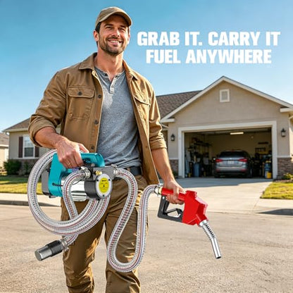 Ecarke 12 GPM Cordless Diesel Transfer Pump Compatible with Makita 18V - color: Blue & Red