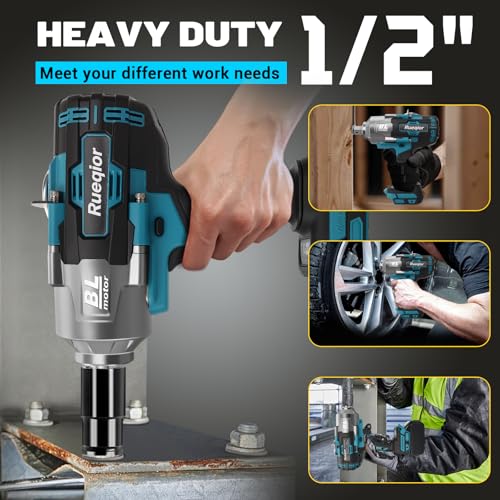 Cordless Impact Wrench 1/2" Compatible with Makita 18V Battery - color: Blue 2000n 1/2in