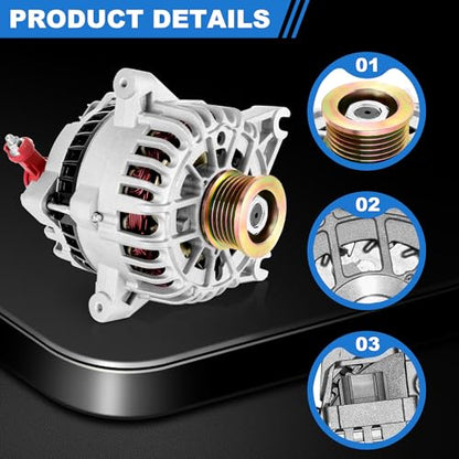 PartsFlow Alternator Assembly for 1999 2000 2001 2002 2003 2004 Ford Mustang 4.6L 8252 - color: Black