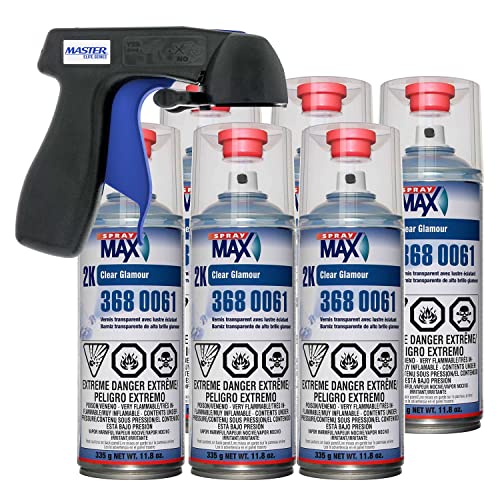 Spray Max 2K Clear Coat Aerosol Spray Cans - 6 Pack - High Gloss Automotive Clear Coat for Car Repair and New Paint Jobs - Two Stage Clear Coat - Professional Results - With Master Aerosol Trigger