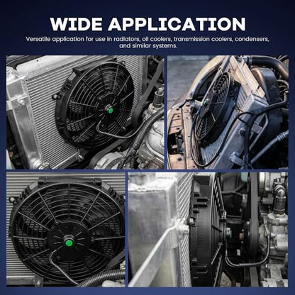 12 inch Electric Radiator Cooling Fan 12V 80W with Thermostat Wiring Switch Relay Kit Black - size: 12 Inch
