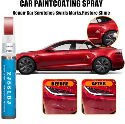 Car Paint Pen Scratch Repair Two-In-One Touch Up Paint Compatible with Tesla Model Y/3/X/S, Premium Car Scratch Remover for Deep Scratches (Car Touch up Paint(Ultra Red(PR01)) Compatible with Tesla Model Y/3/X/S) - color: Car Touch up Paint(Ultra Red(PR01