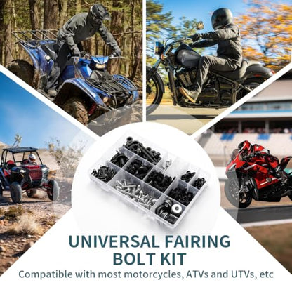 397PCS Motorcycle Fairing Bolt Kit M4 M5 M6 Stainless Steel Rubber Well Nut - color: chrome