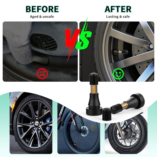100PCS TR600HP Tire Valve Stems, High Pressure Brass Rubber Snap-in Tire Wheel Valve Stem for Most Car Auto Tires