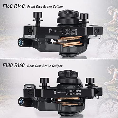 TOBWOLF Mechanical Disc Brake Set, Dual Piston Calipers with 160mm Rotors - color: Mechanical Disc Brake Set - Dual Piston （Black）