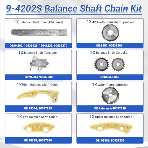 2.4 Timing Chain Kit Water Oil Pump VVT Compatible with 2009-2017 Chevy Equinox Malibu Cobalt, GMC Terrain, Buick Lacrosse Regal Verano 2.2L 2.4L Ecotec Replace# 9-4201S - size: 9-4201S w/Water & Oil Pump