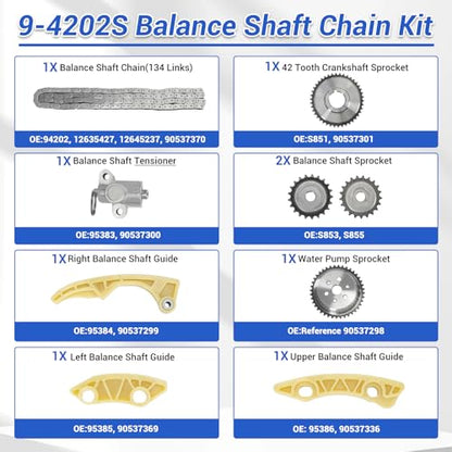 2.4 Timing Chain Kit Water Oil Pump VVT Compatible with 2009-2017 Chevy Equinox Malibu Cobalt, GMC Terrain, Buick Lacrosse Regal Verano 2.2L 2.4L Ecotec Replace# 9-4201S - size: 9-4201S w/Water & Oil Pump