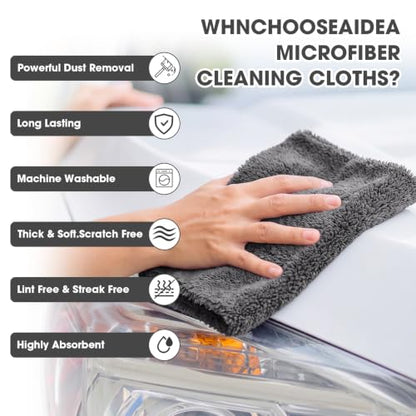 Shimeyao 30 Pcs 16 x 24 Inch Microfiber Car Towels, 500 GSM Edgeless Plush - color: Gray, size: 16 x 24 Inch