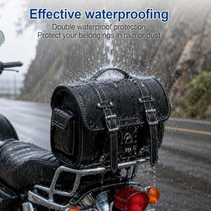 Fully Upgraded Motorcycle Bag,thickened PU leather,With Anti-Theft Buckle & Password Lock Tail Bag,Dual Independent Side Pockets,Multi-Purpose Motorcycle Tool Bag/Saddle Bags,Universal Black