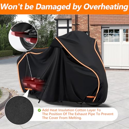 420D Cotton Lining Waterproof Motorcycle Cover for Harley Davidson Cruiser - size: for Cruiser Models
