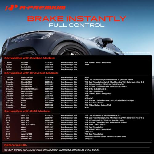 A-Premium Rear Right Passenger Disc Brake Caliper with Bracket - style: Dual Piston Rear Right