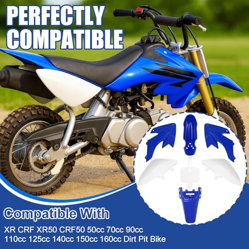 Podoy CRF50 Body Fender Kit Plastic Fairing 7PCS with Bolts (Blue) - style: Blue