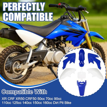 Podoy CRF50 Body Fender Kit Plastic Fairing 7PCS with Bolts (Blue) - style: Blue