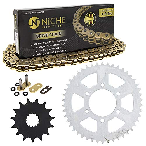 NICHE Drive Sprocket Chain Combo for Kawasaki Ninja 650 Versys Front 15 Rear 46 Tooth 520 X-Ring 114 Links - size: X-Ring Chain