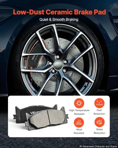 VEVOR Front & Rear Brake Kit Ceramic Brake Pads and Drilled Slotted Rotors - size: S-31434 + S-31608