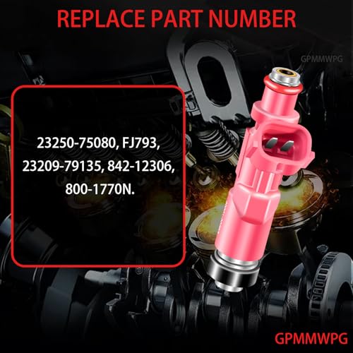 4Pcs Fuel Injectors 23250-75080 FJ793 Injector Compatible with Toyota Tacoma 2.4L 2.7L L4 2000 2001 2002 2003 2004 for 4Runner 2.7L 2000 Automotive Replaces 23209-79135 Set of 4