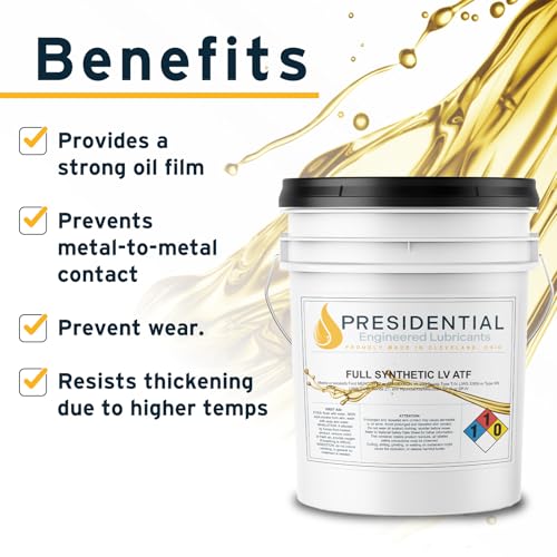Presidential Automatic Transmission Fluid LV - Full Synthetic Dexron VI Transmission Fluid - Premium Formula with Superior Friction Stability - Made in USA - (5 gal)