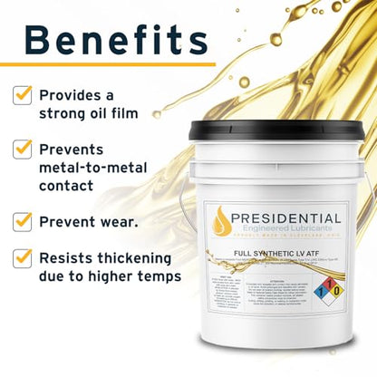 Presidential Automatic Transmission Fluid LV - Full Synthetic Dexron VI Transmission Fluid - Premium Formula with Superior Friction Stability - Made in USA - (5 gal)