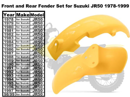 JDLL0NG JR50 Front Rear Fender Set and Front Number Plate Fender for Suzuki JR 50 1978-1995